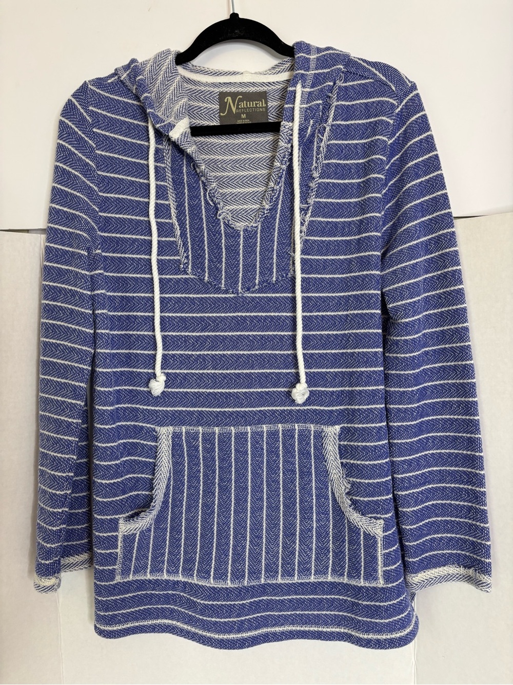 Natural Reflections Blue and White Striped Hooded Pullover